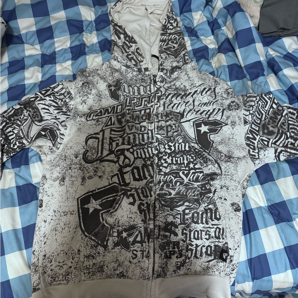 Famous Stars & Straps Monochrome Graphic Hoodie